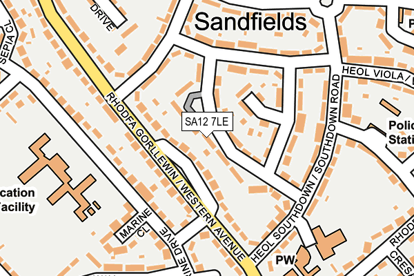 SA12 7LE map - OS OpenMap – Local (Ordnance Survey)