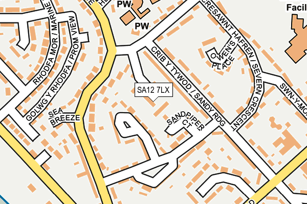 SA12 7LX map - OS OpenMap – Local (Ordnance Survey)