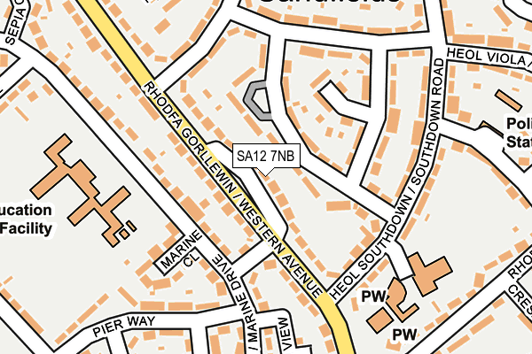 SA12 7NB map - OS OpenMap – Local (Ordnance Survey)
