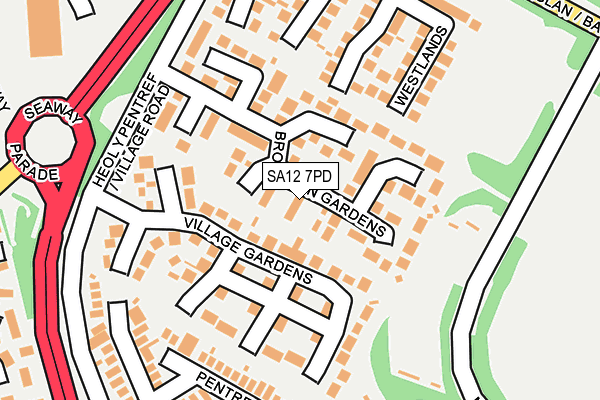 SA12 7PD map - OS OpenMap – Local (Ordnance Survey)