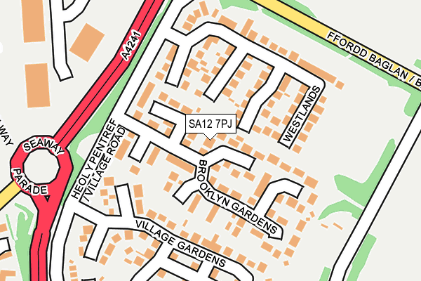 SA12 7PJ map - OS OpenMap – Local (Ordnance Survey)