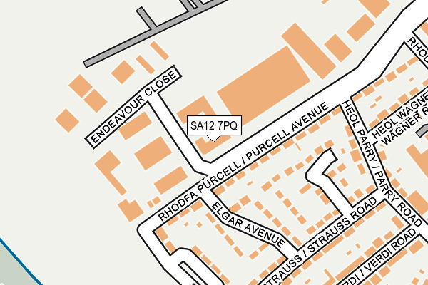 SA12 7PQ map - OS OpenMap – Local (Ordnance Survey)