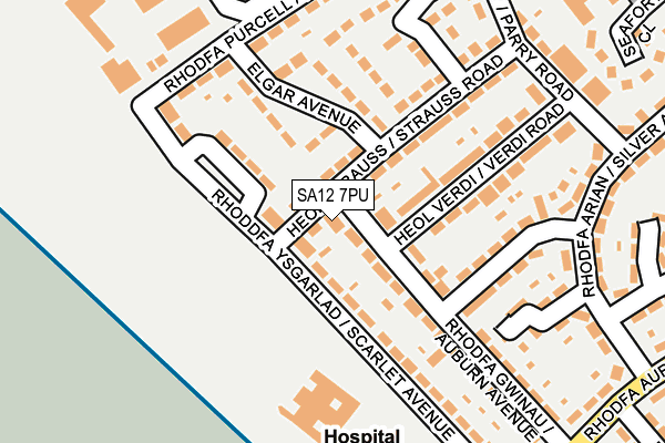 SA12 7PU map - OS OpenMap – Local (Ordnance Survey)