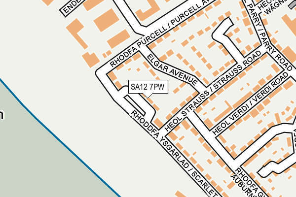 SA12 7PW map - OS OpenMap – Local (Ordnance Survey)