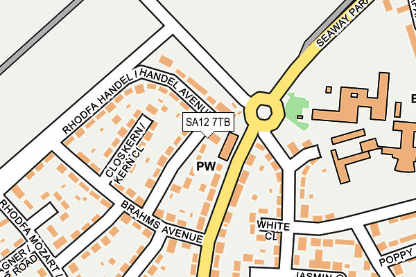 SA12 7TB map - OS OpenMap – Local (Ordnance Survey)