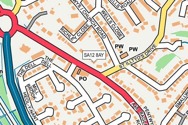 SA12 8AY map - OS OpenMap – Local (Ordnance Survey)