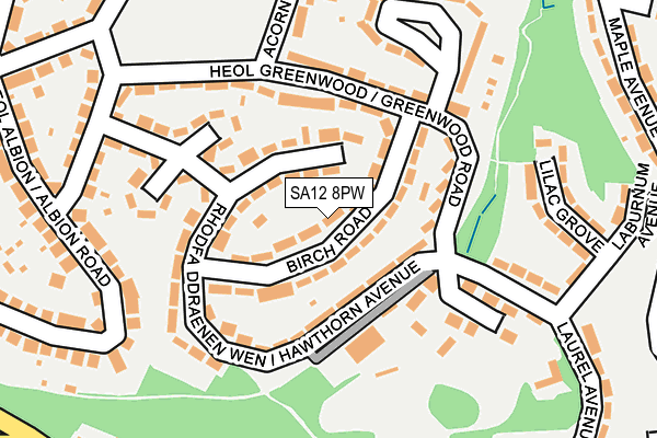 SA12 8PW map - OS OpenMap – Local (Ordnance Survey)