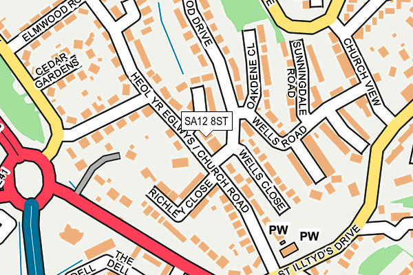 SA12 8ST map - OS OpenMap – Local (Ordnance Survey)