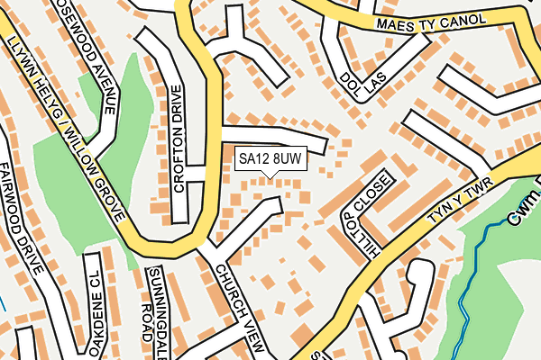 SA12 8UW map - OS OpenMap – Local (Ordnance Survey)