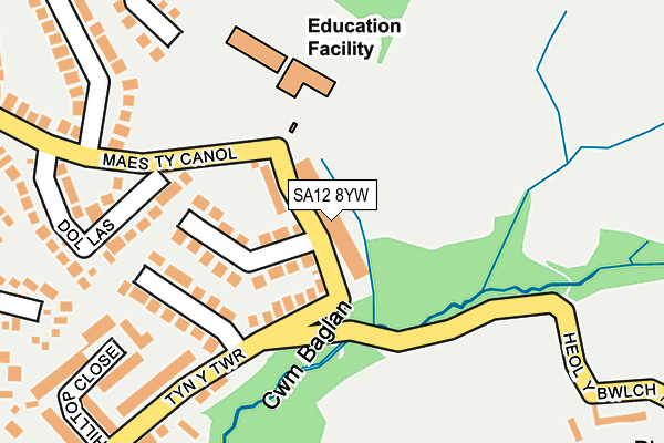 SA12 8YW map - OS OpenMap – Local (Ordnance Survey)