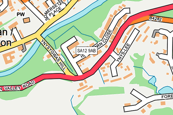 SA12 9AB map - OS OpenMap – Local (Ordnance Survey)