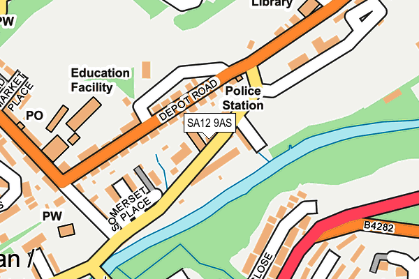 SA12 9AS map - OS OpenMap – Local (Ordnance Survey)