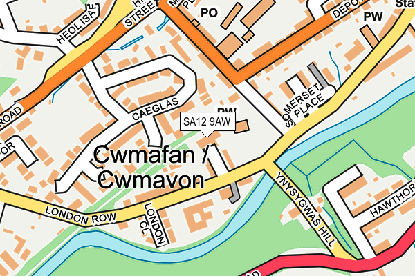 SA12 9AW map - OS OpenMap – Local (Ordnance Survey)