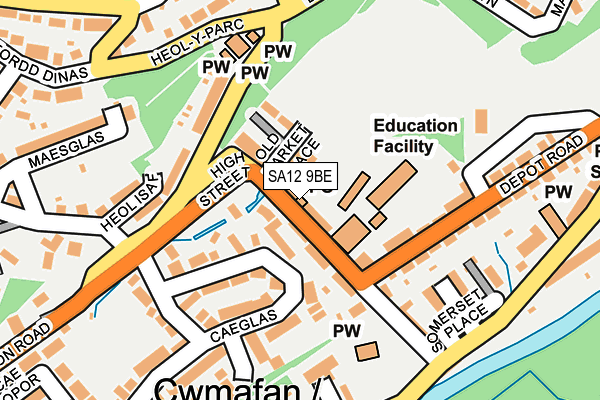 SA12 9BE map - OS OpenMap – Local (Ordnance Survey)