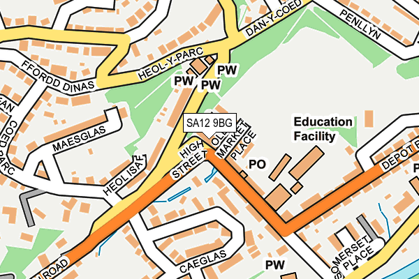 SA12 9BG map - OS OpenMap – Local (Ordnance Survey)