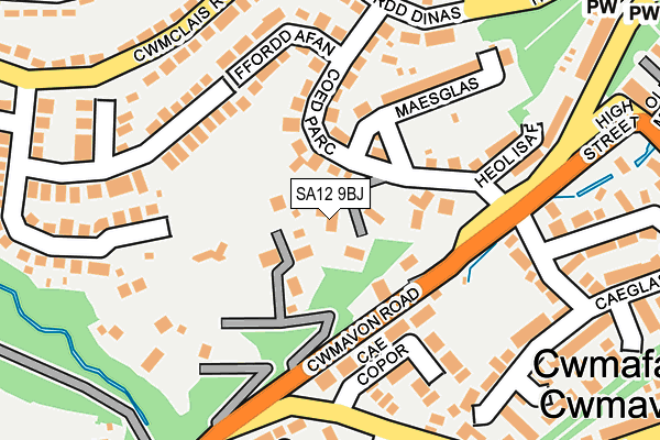 SA12 9BJ map - OS OpenMap – Local (Ordnance Survey)