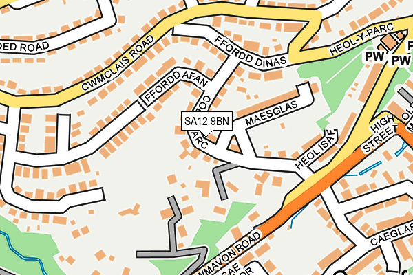 SA12 9BN map - OS OpenMap – Local (Ordnance Survey)