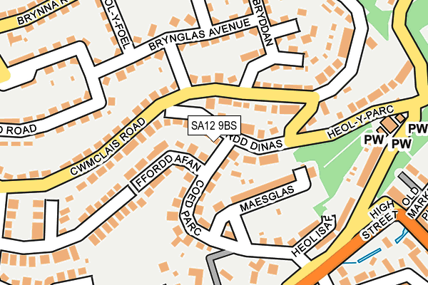 SA12 9BS map - OS OpenMap – Local (Ordnance Survey)