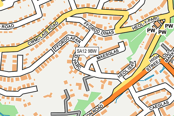 SA12 9BW map - OS OpenMap – Local (Ordnance Survey)