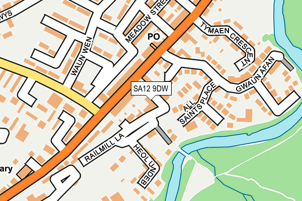 SA12 9DW map - OS OpenMap – Local (Ordnance Survey)