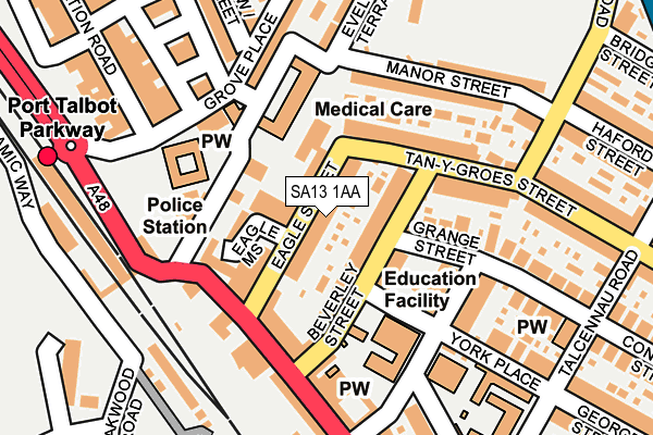 SA13 1AA map - OS OpenMap – Local (Ordnance Survey)