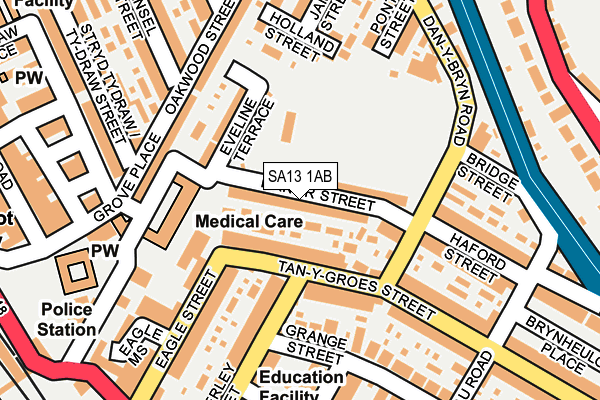 SA13 1AB map - OS OpenMap – Local (Ordnance Survey)