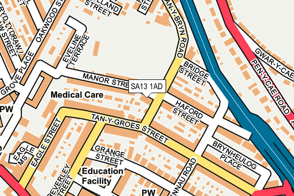 SA13 1AD map - OS OpenMap – Local (Ordnance Survey)