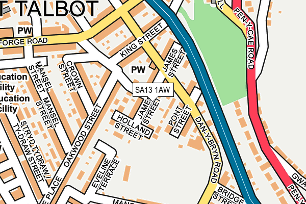 SA13 1AW map - OS OpenMap – Local (Ordnance Survey)