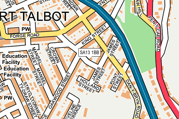 SA13 1BB map - OS OpenMap – Local (Ordnance Survey)