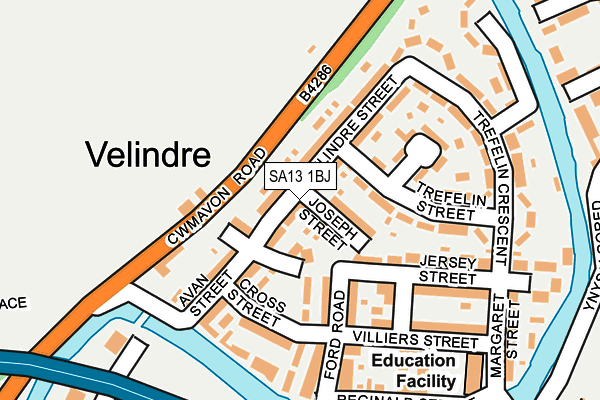 SA13 1BJ map - OS OpenMap – Local (Ordnance Survey)