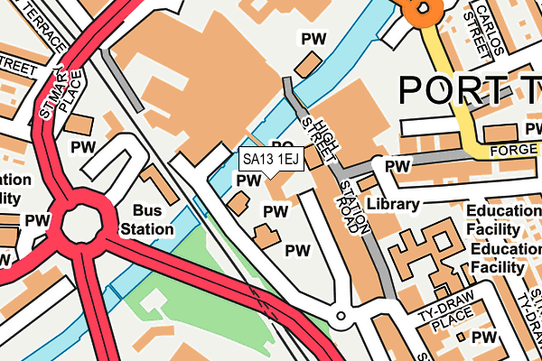 SA13 1EJ map - OS OpenMap – Local (Ordnance Survey)