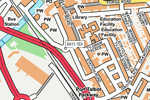 SA13 1EX map - OS OpenMap – Local (Ordnance Survey)