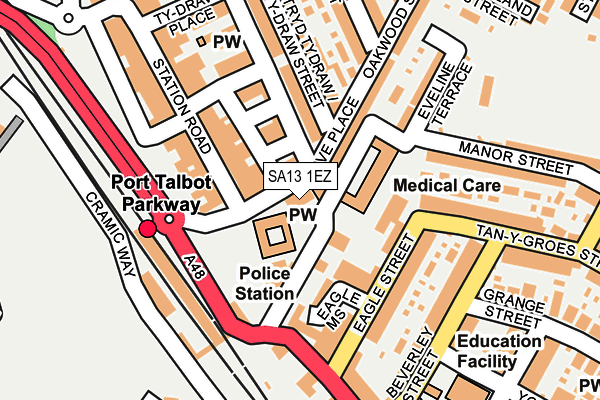 SA13 1EZ map - OS OpenMap – Local (Ordnance Survey)