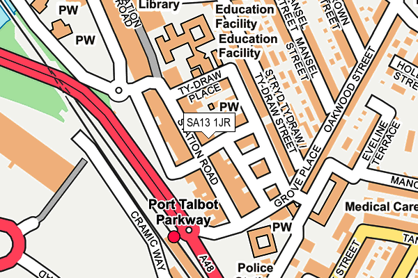 SA13 1JR map - OS OpenMap – Local (Ordnance Survey)