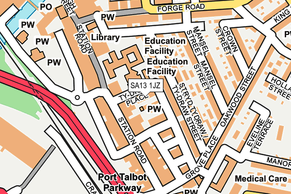 SA13 1JZ map - OS OpenMap – Local (Ordnance Survey)