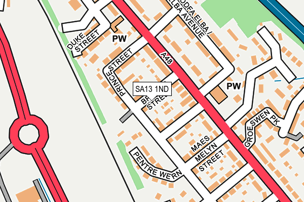 SA13 1ND map - OS OpenMap – Local (Ordnance Survey)