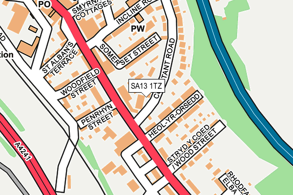 SA13 1TZ map - OS OpenMap – Local (Ordnance Survey)