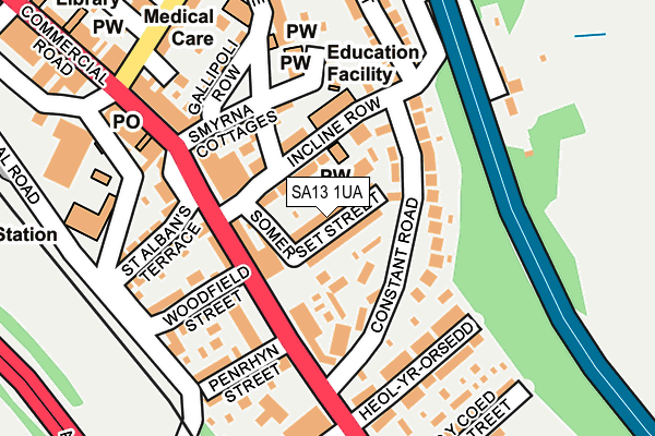 SA13 1UA map - OS OpenMap – Local (Ordnance Survey)