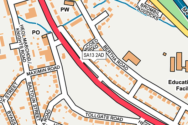 SA13 2AD map - OS OpenMap – Local (Ordnance Survey)