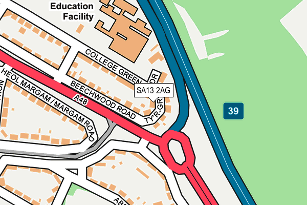 SA13 2AG map - OS OpenMap – Local (Ordnance Survey)