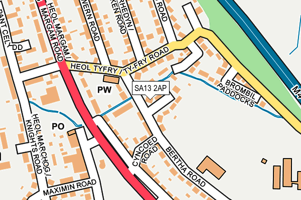 SA13 2AP map - OS OpenMap – Local (Ordnance Survey)