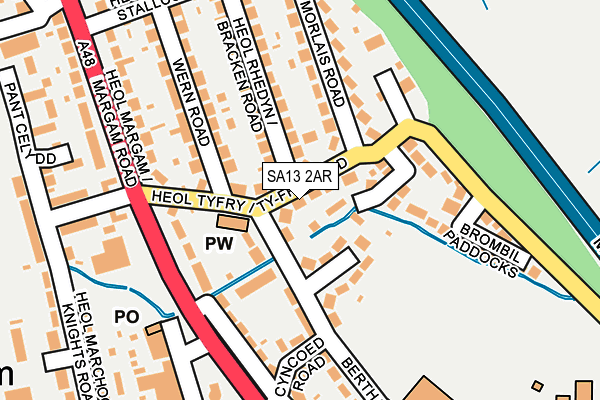 SA13 2AR map - OS OpenMap – Local (Ordnance Survey)