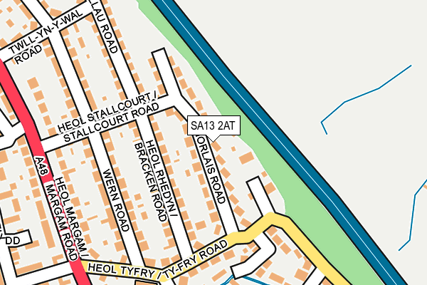 SA13 2AT map - OS OpenMap – Local (Ordnance Survey)