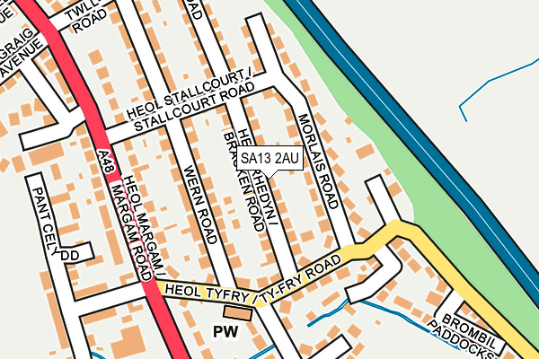 SA13 2AU map - OS OpenMap – Local (Ordnance Survey)
