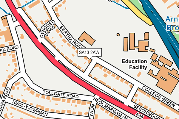 SA13 2AW map - OS OpenMap – Local (Ordnance Survey)
