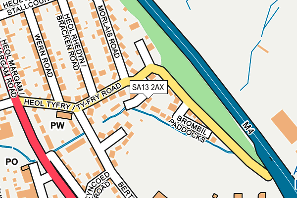 SA13 2AX map - OS OpenMap – Local (Ordnance Survey)