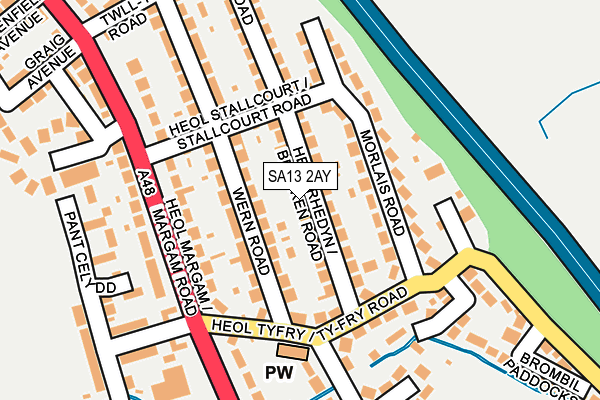 SA13 2AY map - OS OpenMap – Local (Ordnance Survey)