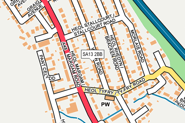 SA13 2BB map - OS OpenMap – Local (Ordnance Survey)