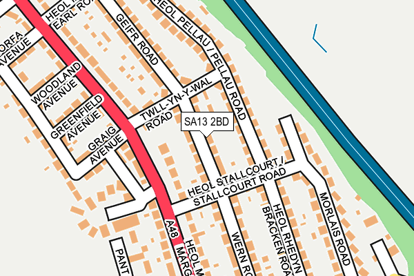 SA13 2BD map - OS OpenMap – Local (Ordnance Survey)