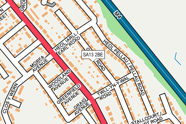 SA13 2BE map - OS OpenMap – Local (Ordnance Survey)